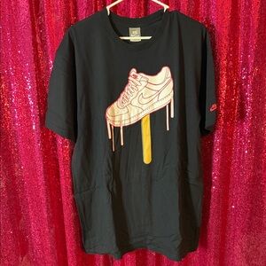 Nike Black Tee with Pink Dripping Sneaker Design